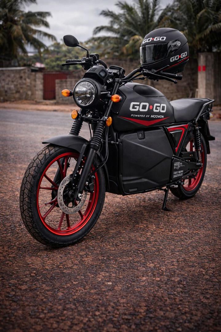 GoGo electric bikes — riders, helmets, fleet in action